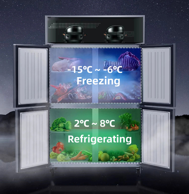 Réfrigérateur commercial en acier inoxydable pour la restauration à température -6 -15C