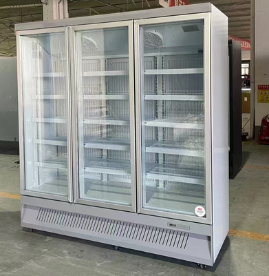 Réfrigérateur de boissons de supermarché OEM avec refroidissement multi-climat et porte vitrée blanche