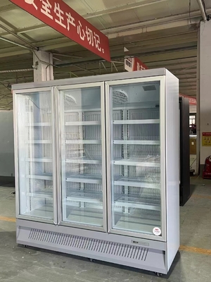 Réfrigérateur de boissons avec porte en verre refroidi à double température et acier à peindre