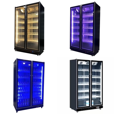 Poids KG 95-160kg Refroidisseur de vitrine en verre à double porte et système de refroidissement à air