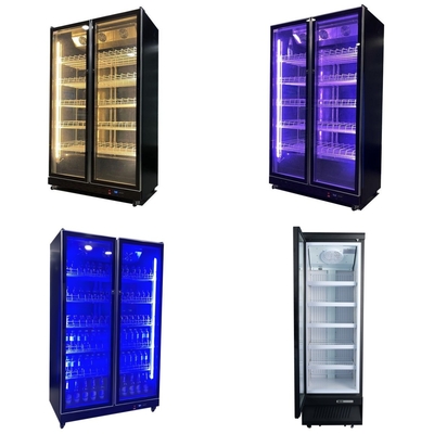 Système de refroidissement du ventilateur Refroidisseur d'affichage commercial avec éclairage LED et porte en verre antibrouillard