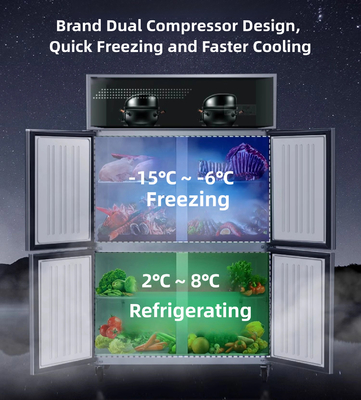 Réfrigérateur en acier inoxydable à quatre portes multi-climat avec régulateur de température